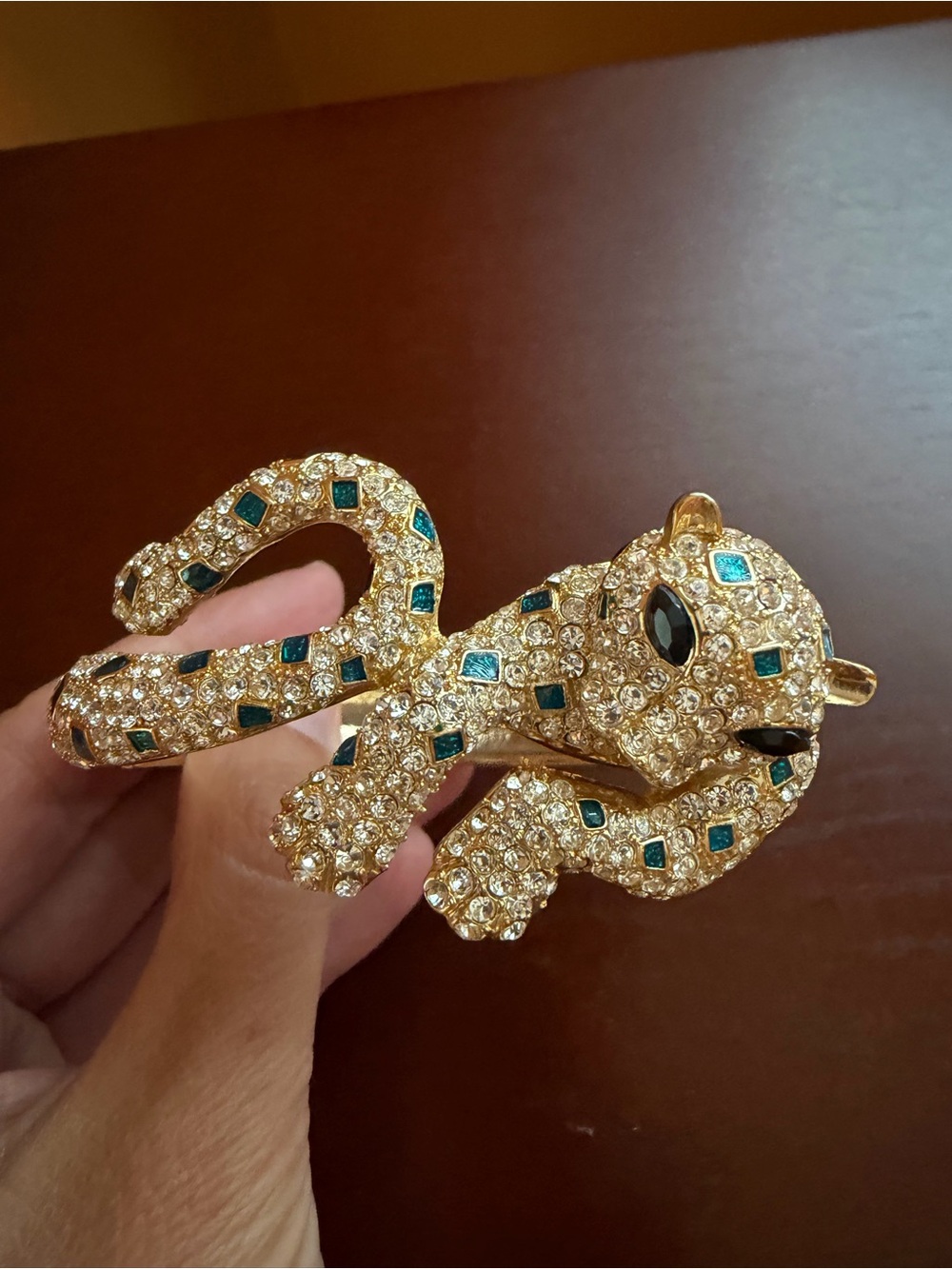Gold Crystal Panther Cuff with Accents